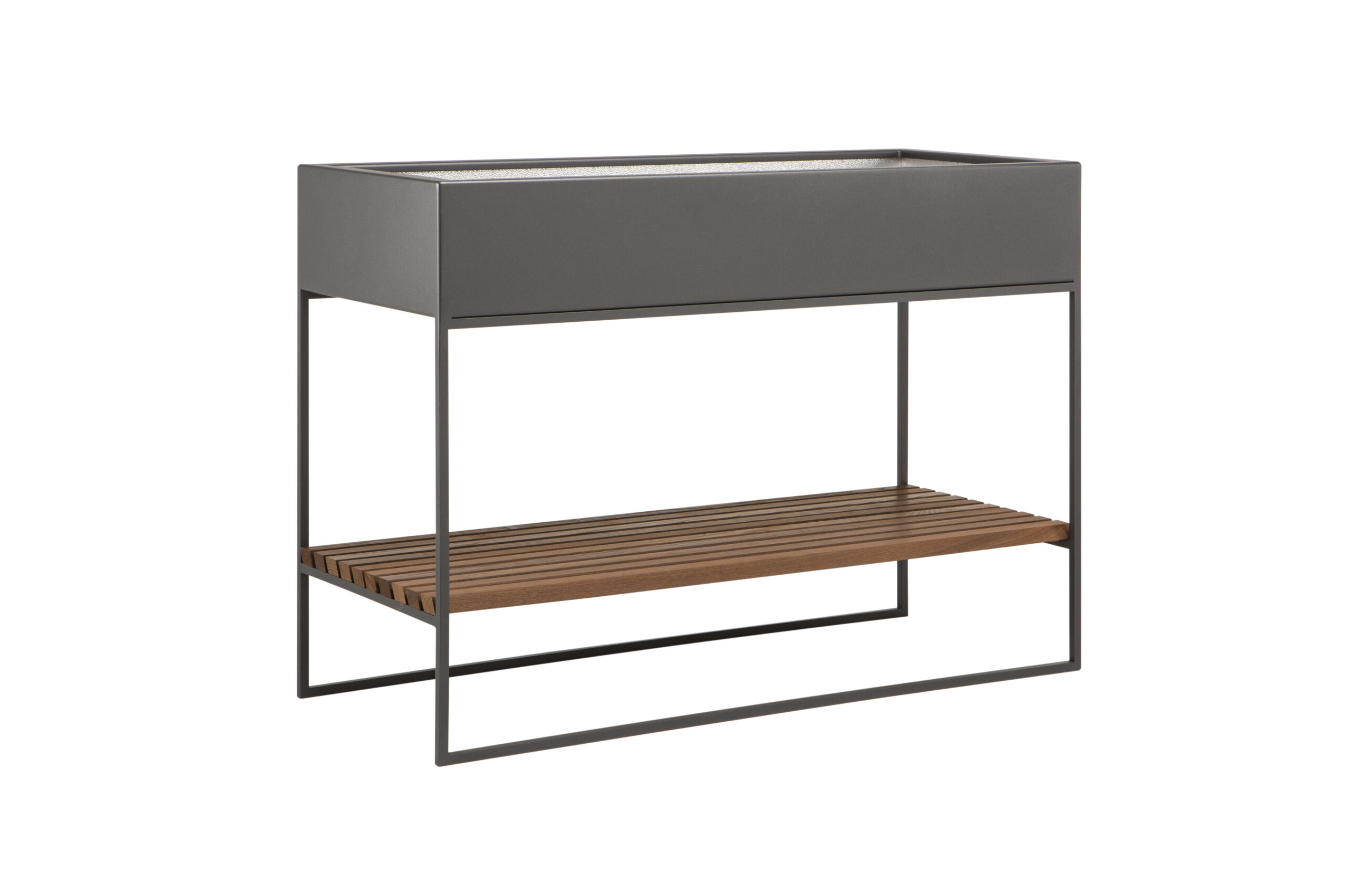 gartensilber-balkonhochbeet-premium-aus-aluminium-mit-thermo-esche-ablage image 2