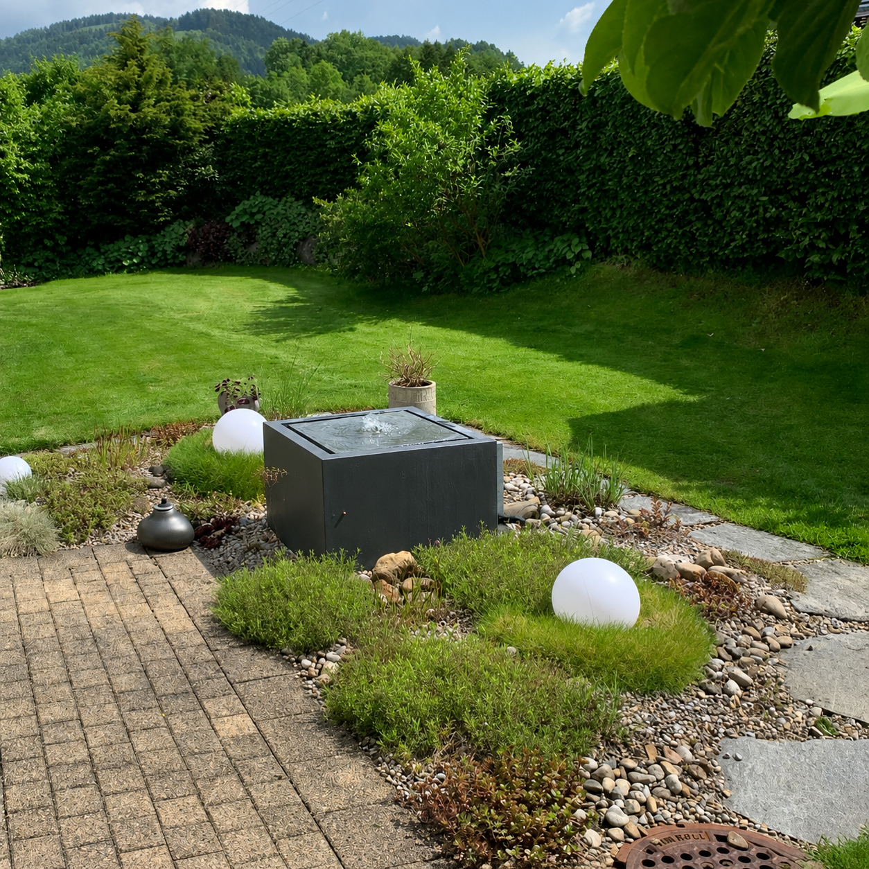 gartensilber-wasserkubus-wasserobjekt-mit-stahlmantel-geschlossenes-system image 7