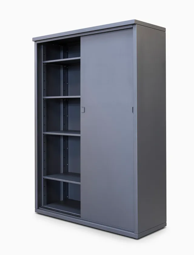 gartensilber-outdoorschrank-mit-schiebet-ren-aus-aluminium-wetterfest image 1